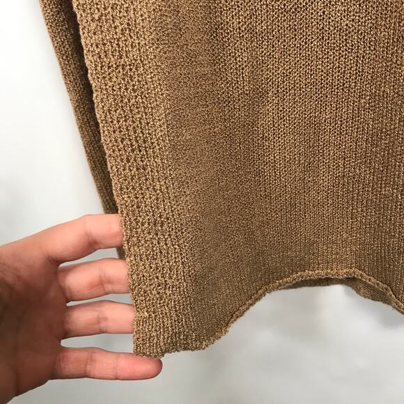 All Row Dress Womens Medium Brown Sweater Maxi Knit Coverup Preppy High Slit - Picture 7 of 9